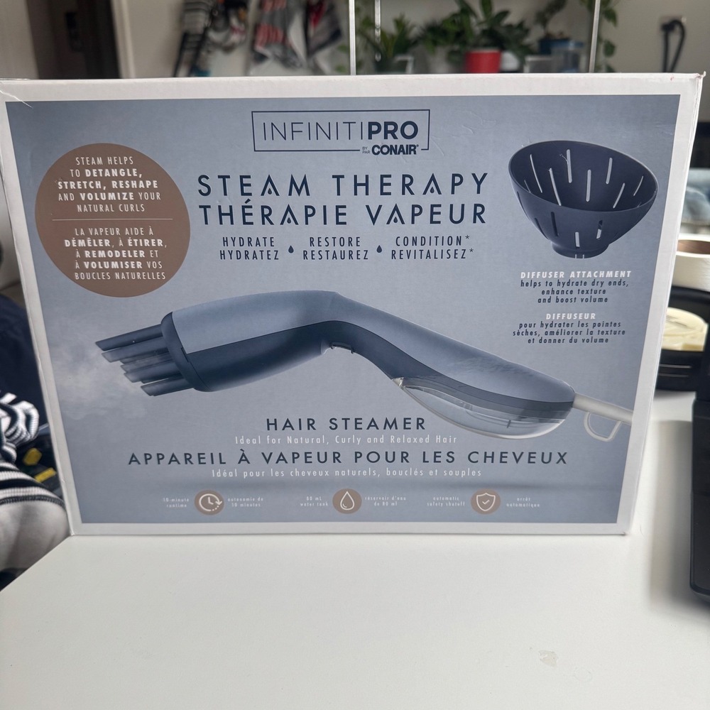 Conair InfinitiPro Steam Therapy Hair Steamer Blue Gray S03C With Diffuser 390W